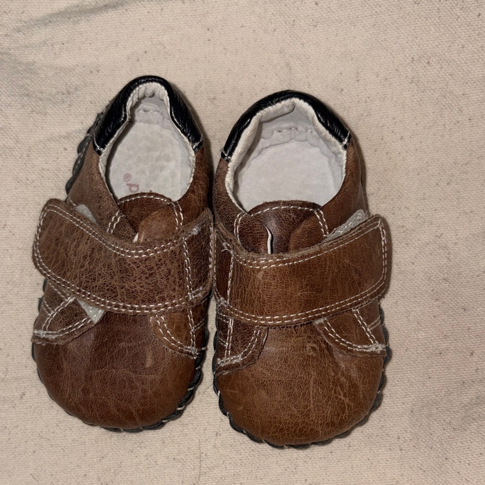 Pediped brown Leather baby crib shoes